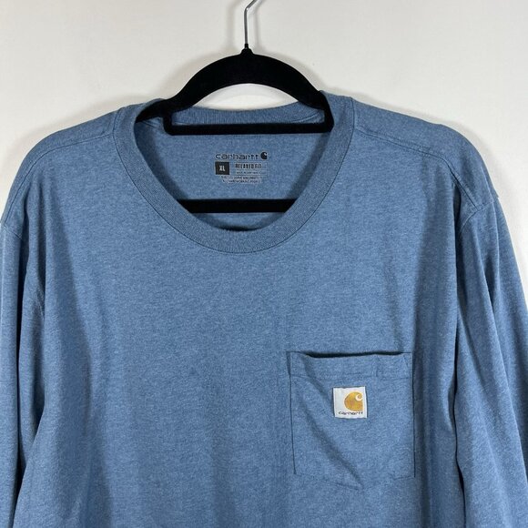 Carhartt Shirt Mens Size XL Blue Loose Fit Utility Work Pocket Long Sleeve Work - Picture 3 of 9